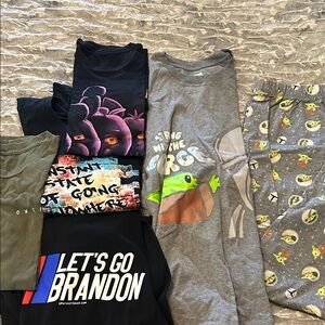 (6) Men’s Size  Small Graphic T-Shirts and Pajama Set